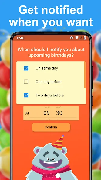 Birthday calendar screenshot 2