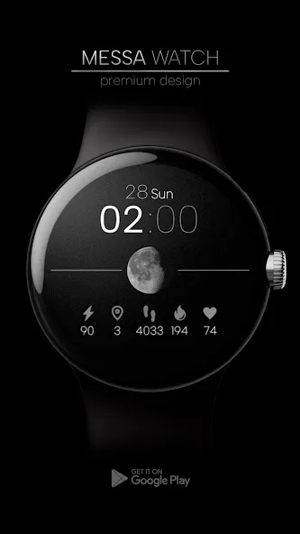 Minimal Watch Face Moon Phase screenshot 1