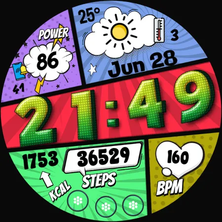 Comic Wooo Digital Watch Face screenshot 36