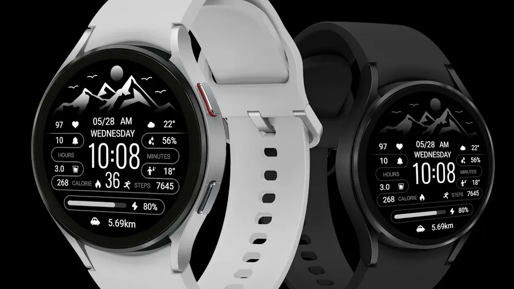 Black White Mountain ZKinWatch screenshot 1