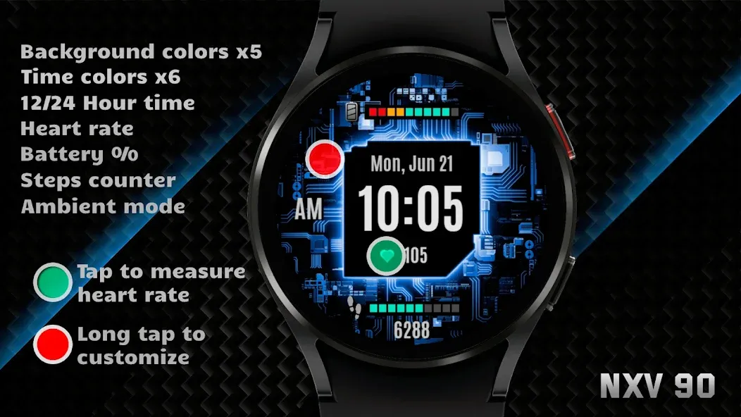 NXV90 Digital Tech Watch face screenshot 3