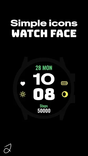 Simple Icons Watch Face screenshot 1