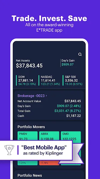 E*TRADE: Invest. Trade. Save. screenshot 1