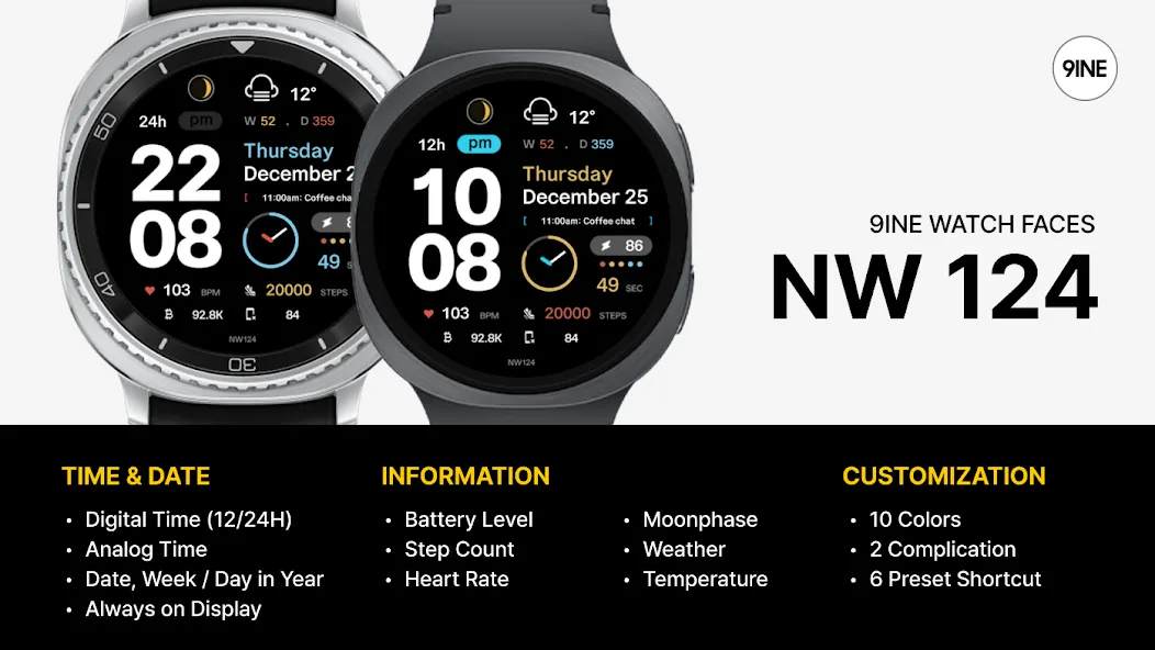 NW124: Digital watch face screenshot 1