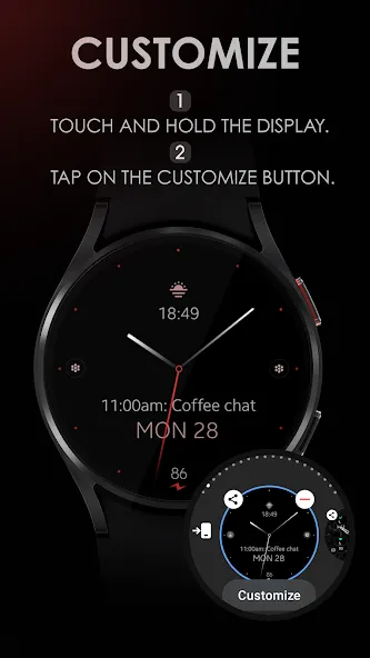 Minimal Black v27 watch face screenshot 7