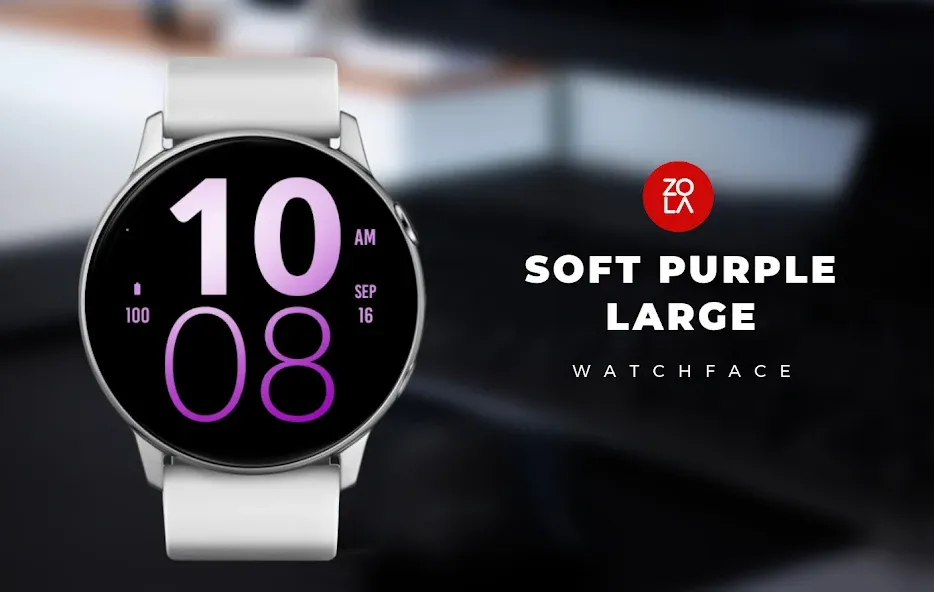 Soft Purple Large Watch Face screenshot 1