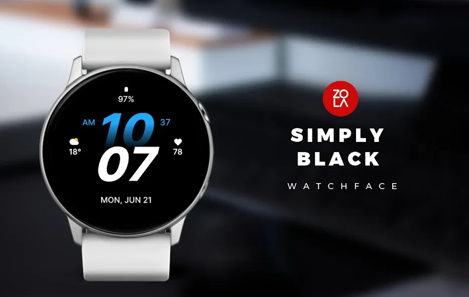 Simply Black Watch Face screenshot 1