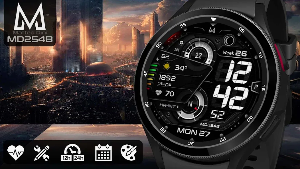 MD254B Digital watch face screenshot 1