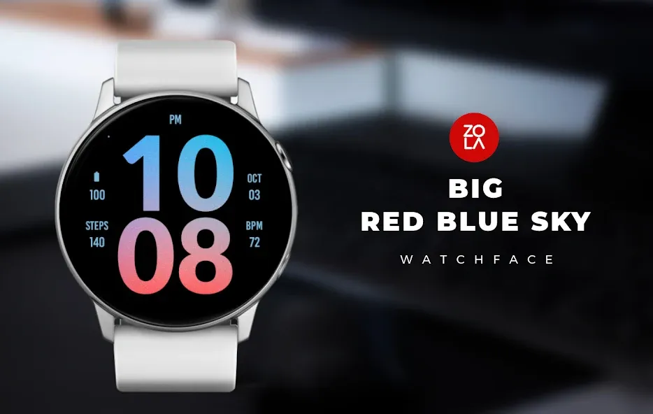 Big Red Blue Sky Watch Face screenshot 1