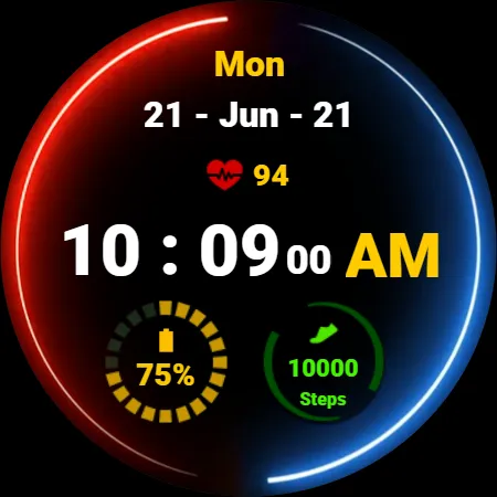 Neon Blue Red Watch Face screenshot 2