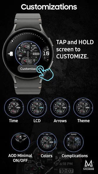 MD338 Hybrid watch face screenshot 6