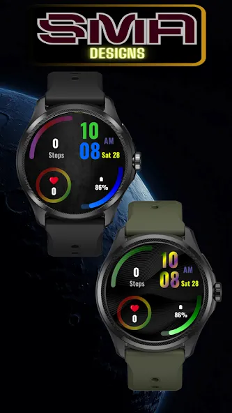 Dark Jet Black WatchFace SAM 1 screenshot 7