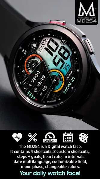 MD254 Digital watch face screenshot 2