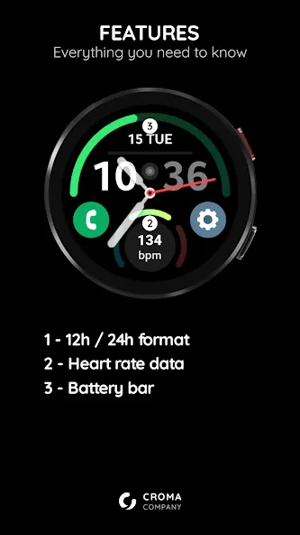 Commutator Watch Face Wear OS screenshot 2