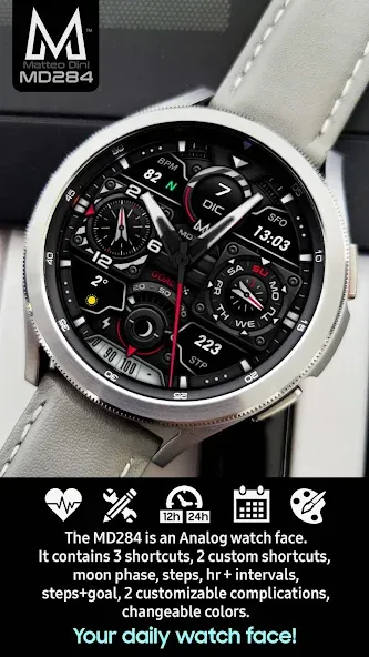 MD284 Analog watch face screenshot 1