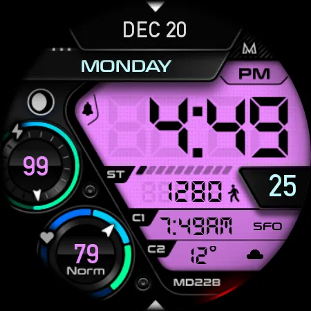 MD228 Digital watch face screenshot 14