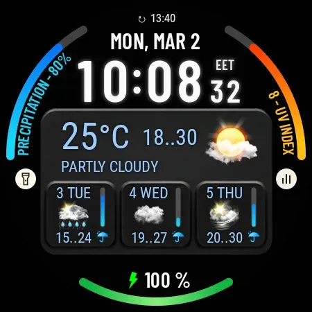 Weather watch face W10 screenshot 31