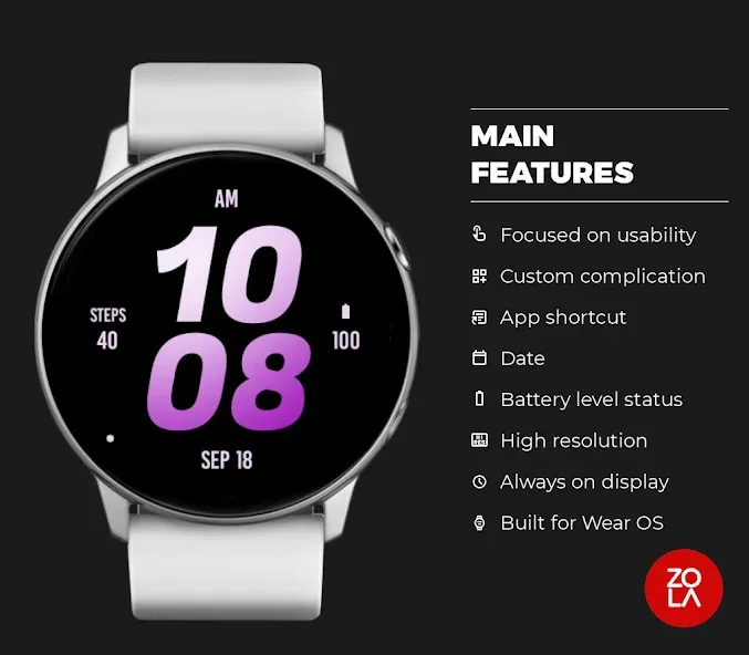 Soft Purple Bold Watch Face screenshot 2