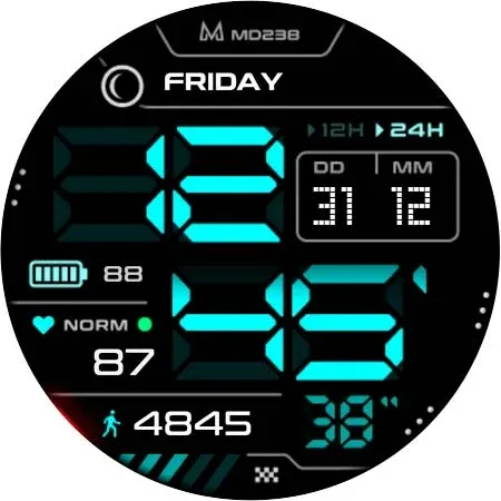 MD238 Digital watch face screenshot 9