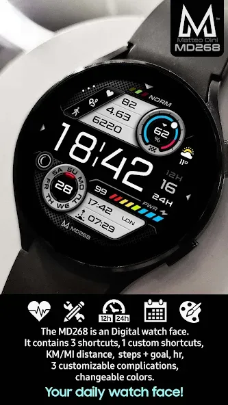 MD268 Digital watch face screenshot 1