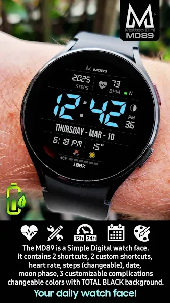 MD89 Minimal Digital watchface screenshot 2