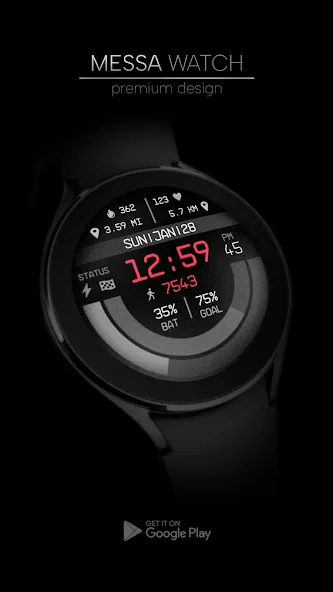 Digital Watch Face Pro Black screenshot 2