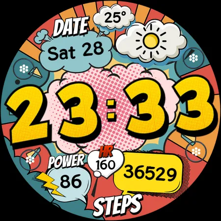 Comic Retro Digital Watch Face screenshot 25