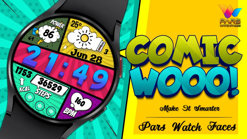Comic Wooo Digital Watch Face screenshot 7