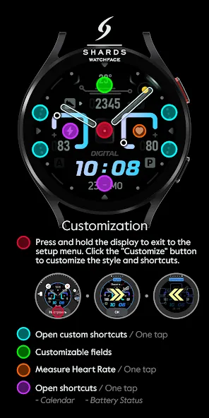 SH020 Watch Face, WearOS watch screenshot 7