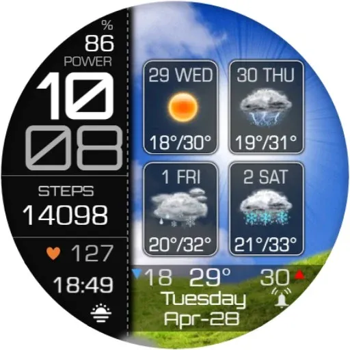Weather 4 Days Digital Wear OS screenshot 16