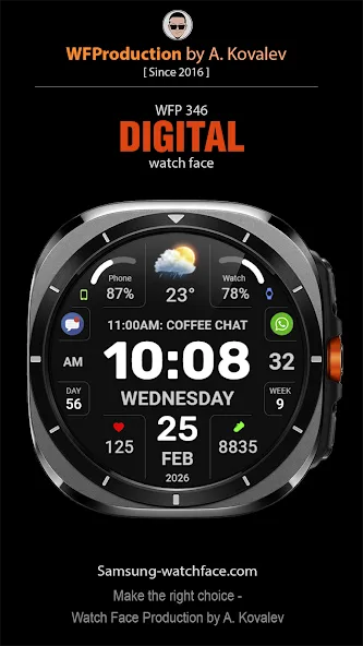 WFP 346 Digital watch face screenshot 1