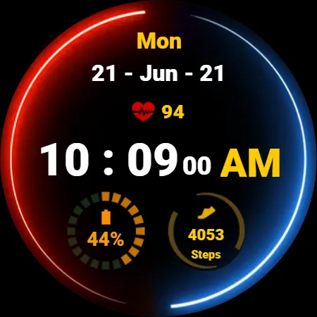 Neon Blue Red Watch Face screenshot 6