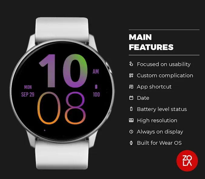 Orange Purple Large Watch Face screenshot 2