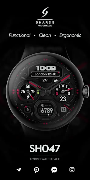 SH047 Watch Face, WearOS watch screenshot 1