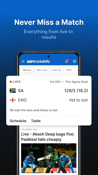ESPNcricinfo - Live Cricket screenshot 1