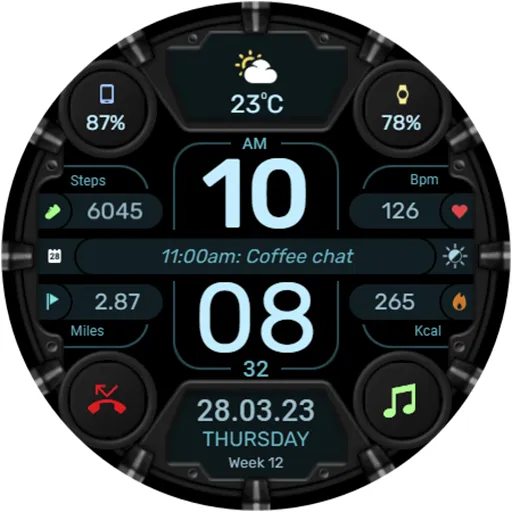 WFP 332 Futuristic watch face screenshot 42