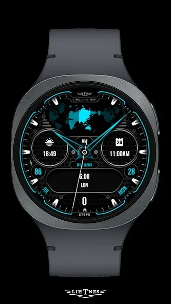 World Time Map Watchface 020 screenshot 1
