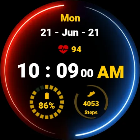Neon Blue Red Watch Face screenshot 1