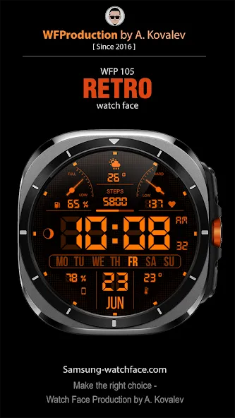 WFP 105 Retro watch face screenshot 1