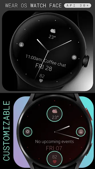 Minimal Black v27 watch face screenshot 3