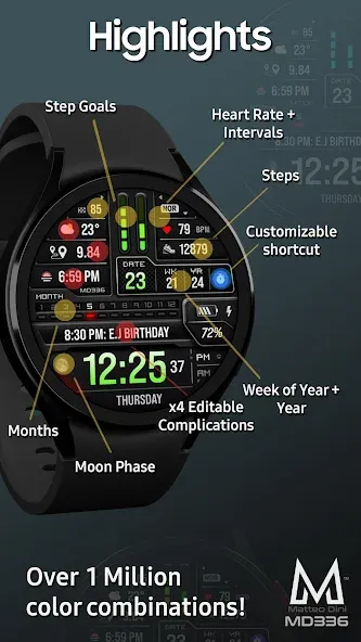 MD336 Digital watch face screenshot 4