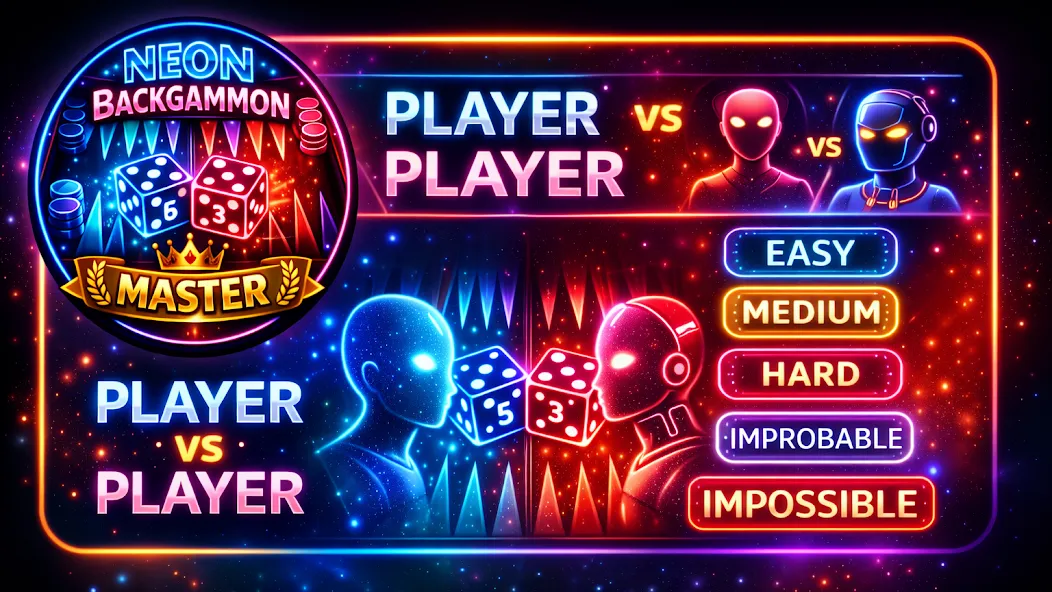 Neon Backgammon Master Offline screenshot 1