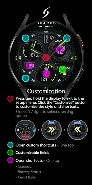SH004 Watch Face, WearOS watch screenshot 7
