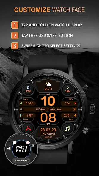 WFP 332 Futuristic watch face screenshot 4
