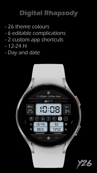 Y26 Digital Rhapsody WatchFace screenshot 2
