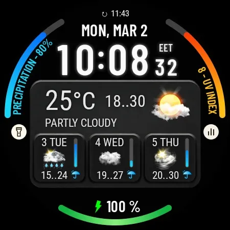 Weather watch face W10 screenshot 25