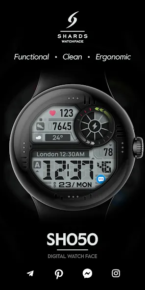 SH050 Watch Face, WearOS watch screenshot 1