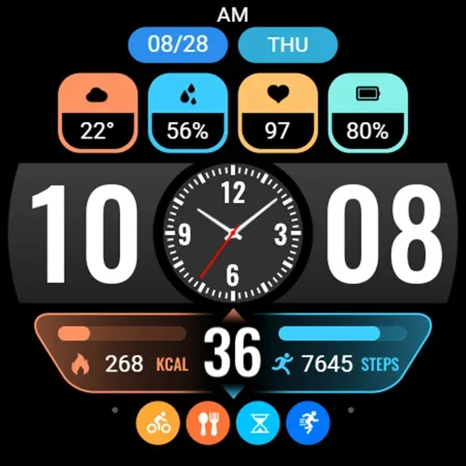 【Hybrid】Flat Small Clock screenshot 41