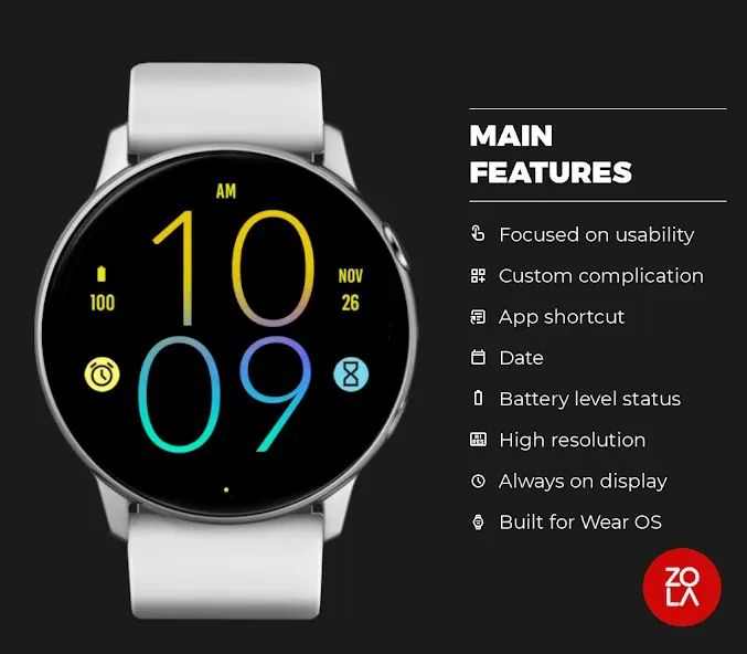 Yellow Blue Light Watch Face screenshot 2