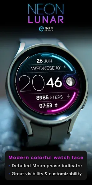 NEON Lunar - watch face screenshot 2